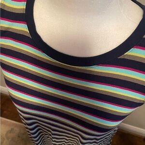 👗DRESSw/POCKETS! Time&Tru Multi-Colored Sleeveless Midi Dress with Pockets